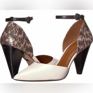 COACH Tea Rose Wynne D’orsay leather heels 🖤🤍🩶